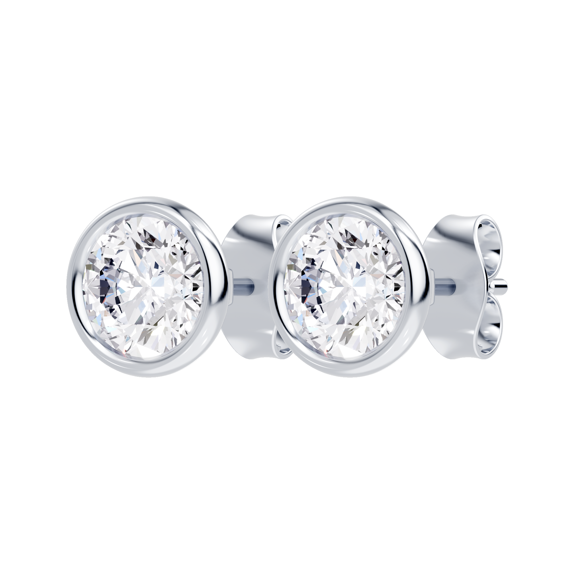 14K White Gold Modern Bezel-Set Diamond Stud Earrings (1/2ct. tw.)